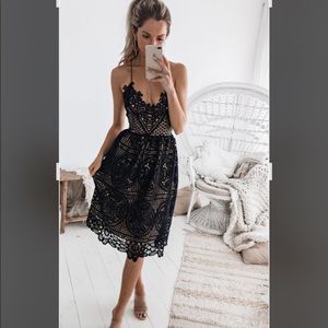 Black beautifully detailed custom lace tie up back